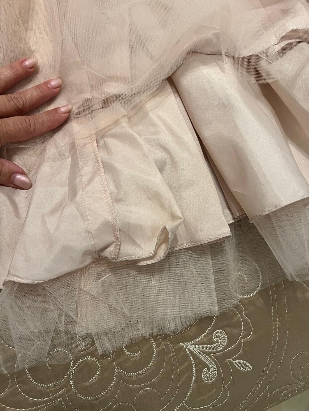 Blush Pink Ball Gown with Embroidered Bodice - Picture 4 of 16